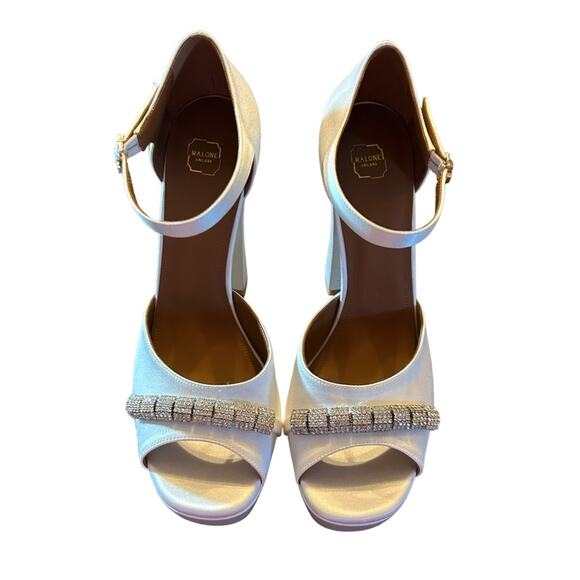 Malone Souliers Yurkia Crystal Platform Sandals Block Heel Open Toe NEW EU 41 - Picture 3 of 10